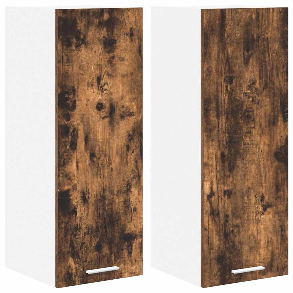 Hanging Cabinet Riga 2 pcs Smoked Oak and White 30 x 31 x 80 cm